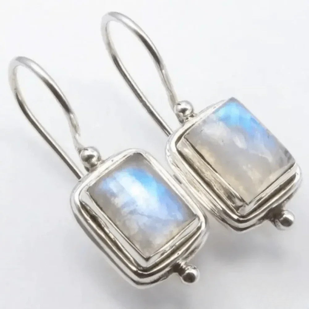 Retro Moonstone Square Earrings